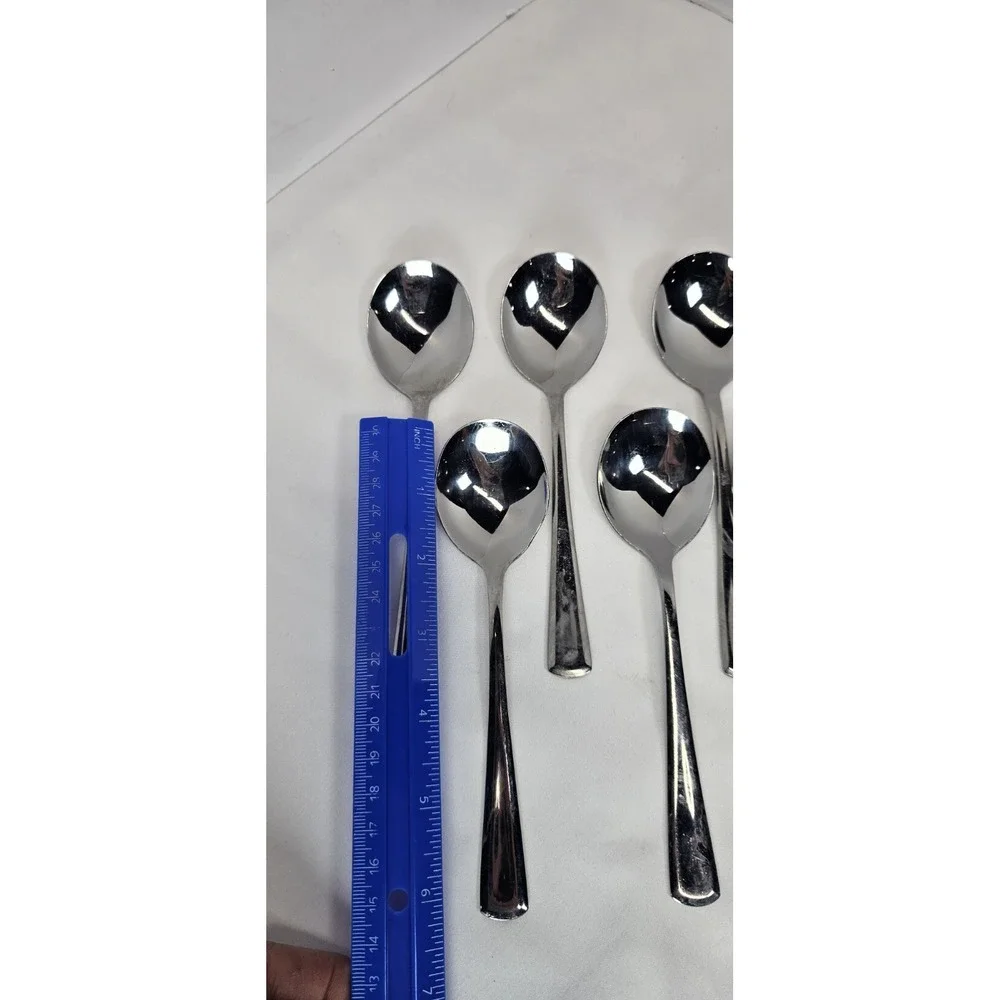 Direct Supply Stainless Steel Soup Spoons Set of 8 Flatware Simple‎ Design